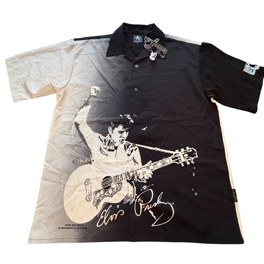 NWT Dragonfly Elvis Presley Joe Petruccio Button Up Shirt Black Size XXL READ!